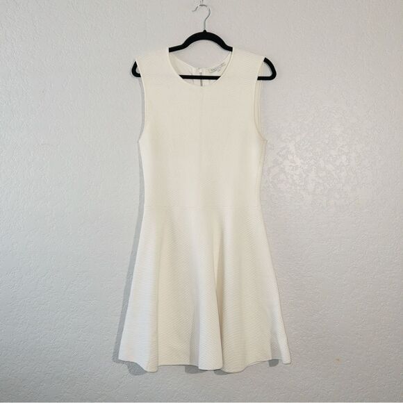 Rebecca Minkoff White‎ Ribbed Fit & Flare Knit Dress Size Large - Picture 1 of 6